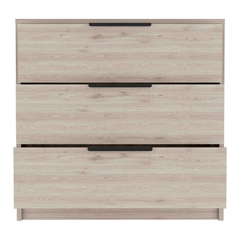 Commode et table de chevet Kaia, commode 27 po avec 3 tiroirs pour la chambre à coucher, Beige clair