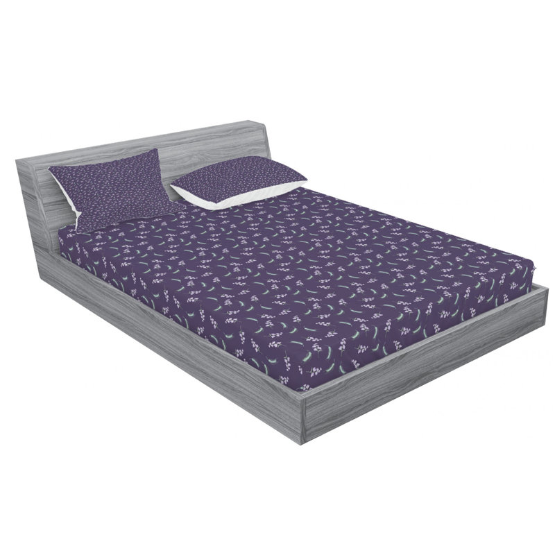 Microfiber Floral Sheet Set, Queen Sheet Set with Fitted Sheet