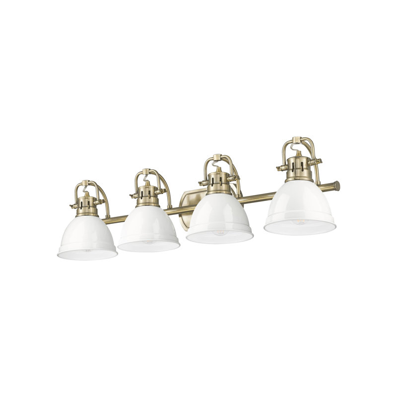 Brynnan 4-Light Bath Vanity, Aged Brass, White