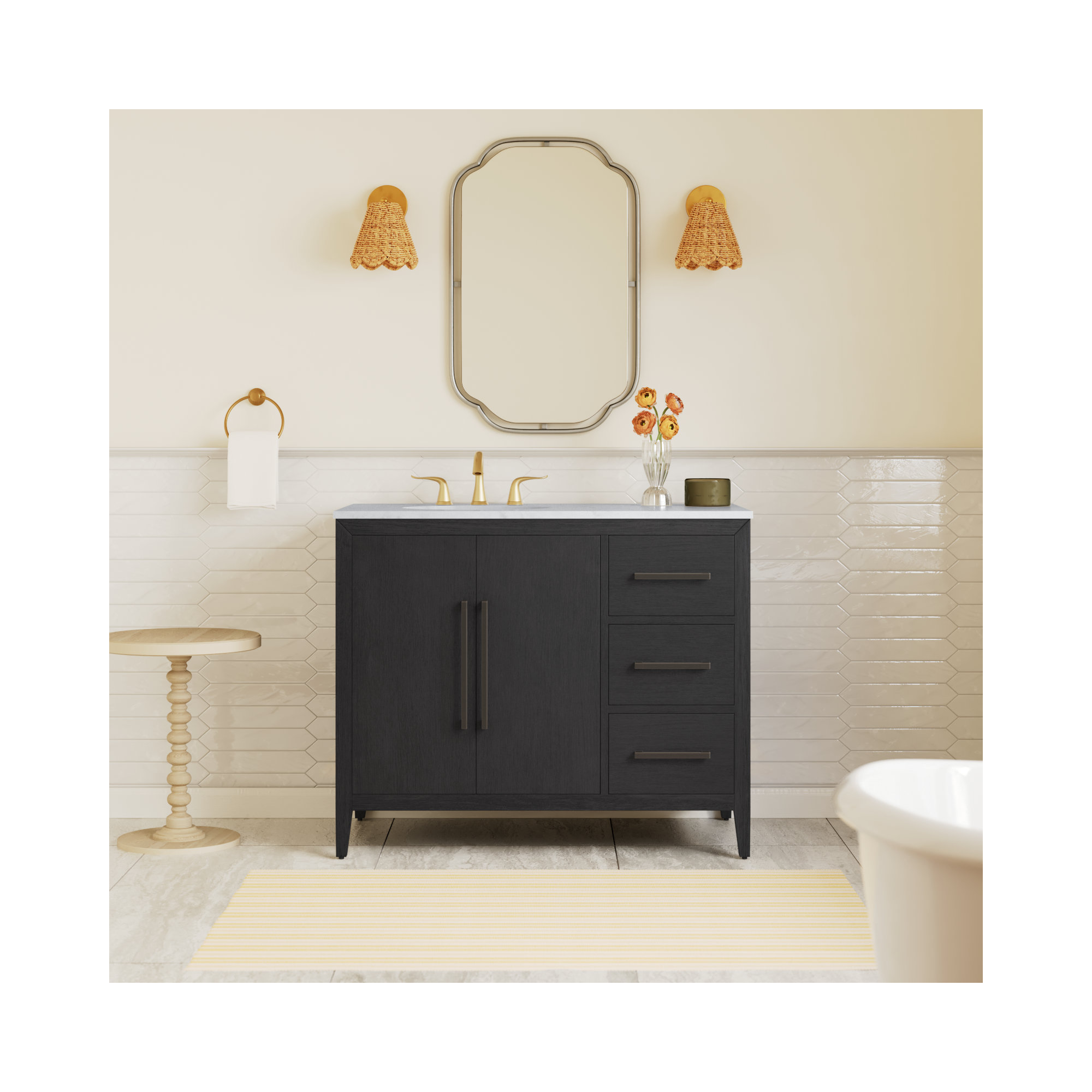 Alsup 42'' Single Bathroom Vanity, Dark Weathered Oak