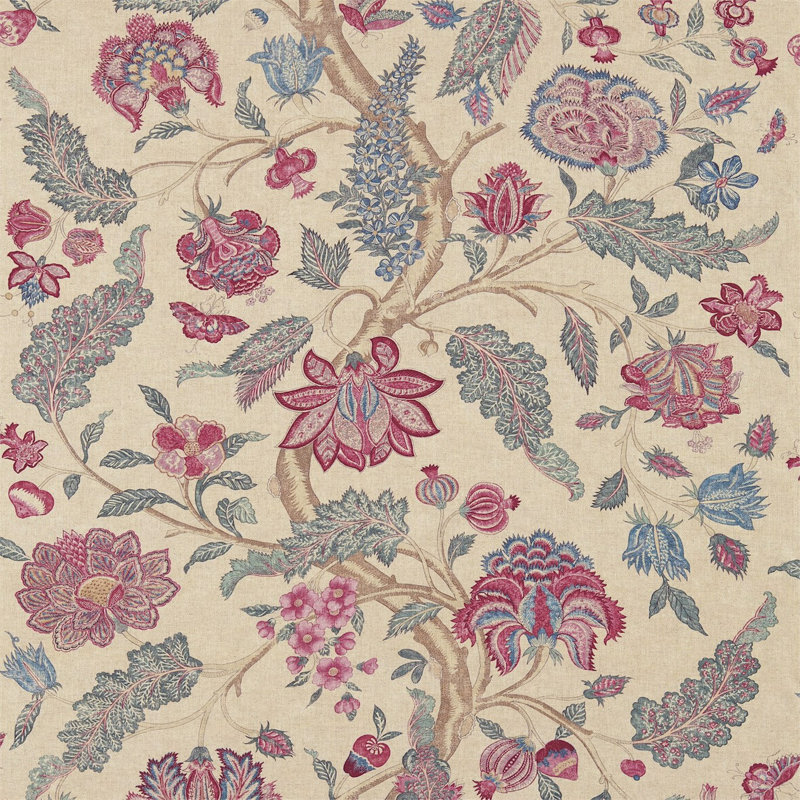 Kalamkari Fabric, Indigo/Red