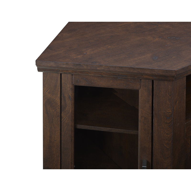 Euripides 48" Corner Media Console with Electric Fireplace, Traditional Brown