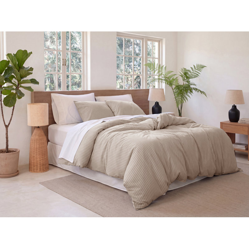  Bedsure Gingham Duvet Cover Set, 100% Washed Cotton Duvet Cover Queen, PureWoven with Reversible Yarn‑Dyed Design & Double‑Stitch Craft（Set of 3）