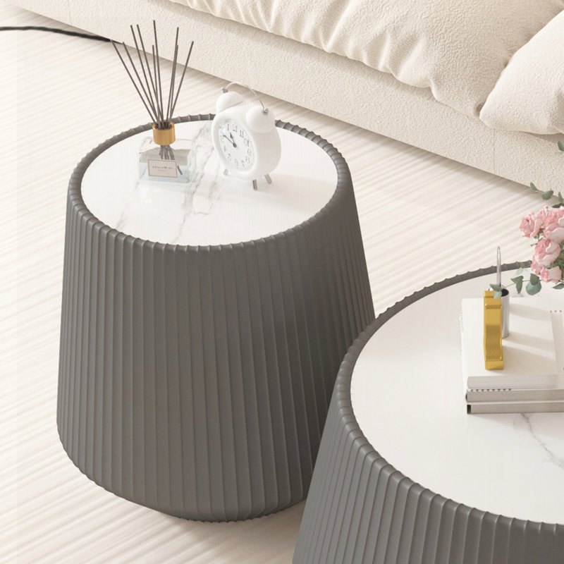 Table basse en cuir fritté en forme de coupelle, table de canapé moderne pour meubles de salon, Grey