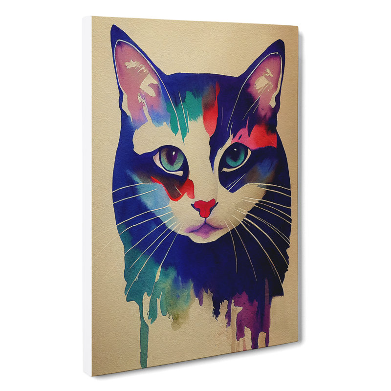 Cat In Watercolour No.2 - Wrapped Canvas, 50cm H x 35cm W