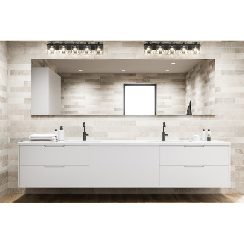 Éclairage pour meuble-lavabo Arene, 7.75"H x 36.25"W x 5.5"D, Noir mat, 5 Lights