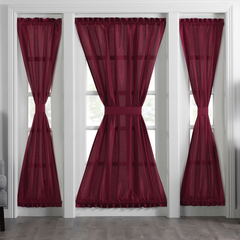 Panneau de rideau à porte française en polyester filtrant la lumière Mullan, Rouge