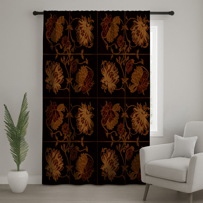 Rideaux de fenêtre stylisés à motif floral, voilages et voilages à motif floral - 1 panneau, 50 po x 92 po - 1 panneau
