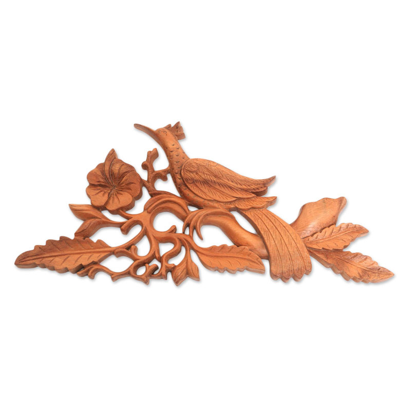 Panneau de relief en bois balinais Myna