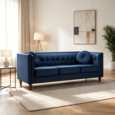Canapé Chesterfield classique avec revêtement en velours froissé
