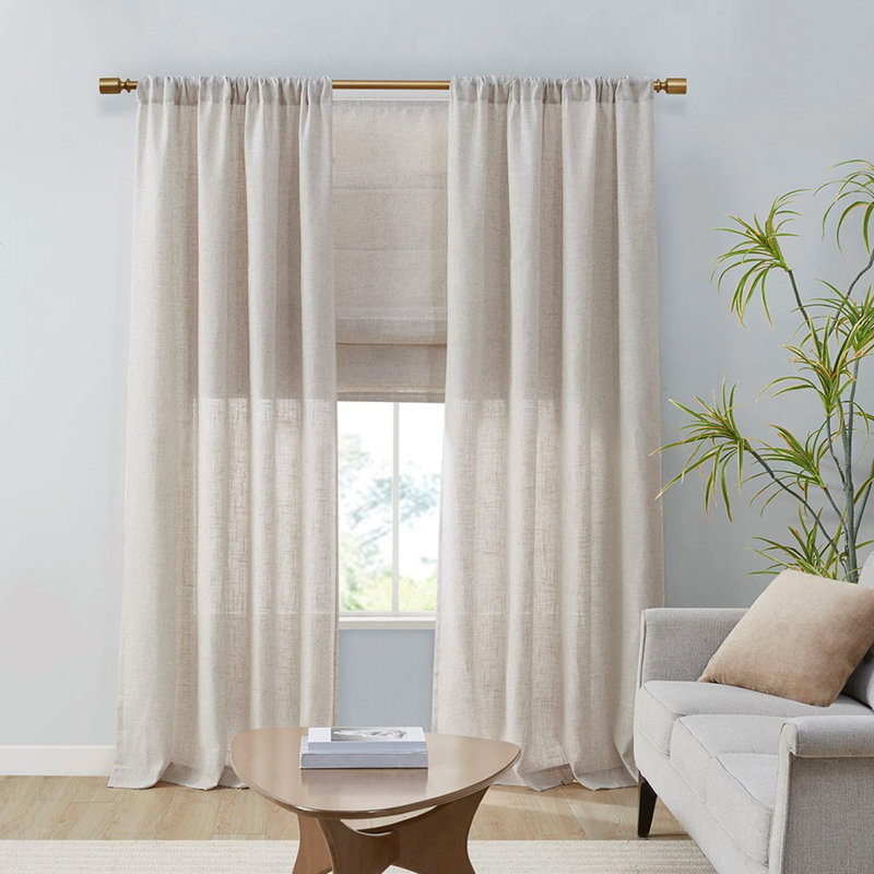 Light Filtering Curtain Panel Pair(2 Pcs Window Panels), Natural