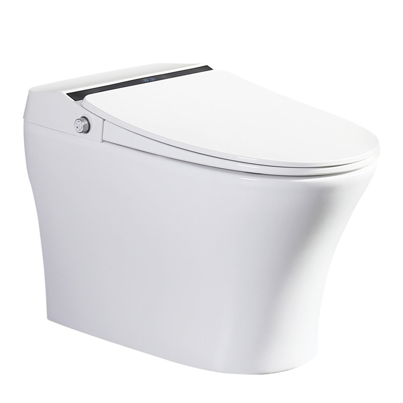 Elongated Smart Toilet Bidet with Auto Flush, Heated Seat, Air Drying, Remote Control, LED Display