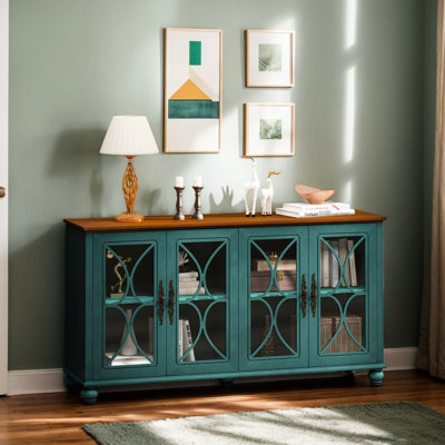 European Vintage Cabinet, Dark , Tempered Glass Doors, & Wood, Versatile For Milk Storage Cabinet With And Wood Materials, Ample Living Rooms Hallways
