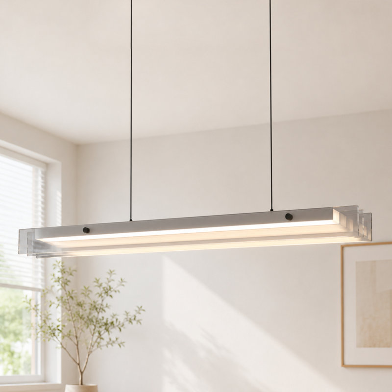 1 - Light Black LED Modern Dimmable Glass Kitchen Island Pendant With Remote Control