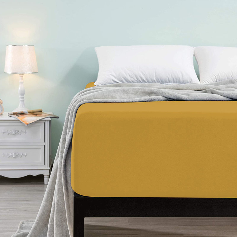 Microfiber Brushed Deep 40cm Fitted Bed Sheet, Kingsize (5'), Ochre