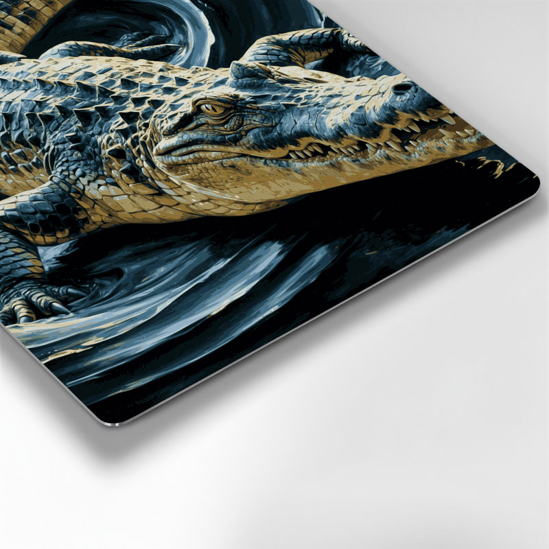 Faune, crocodile du Nil, art mural en métal gris, H 12 po x l 12 po