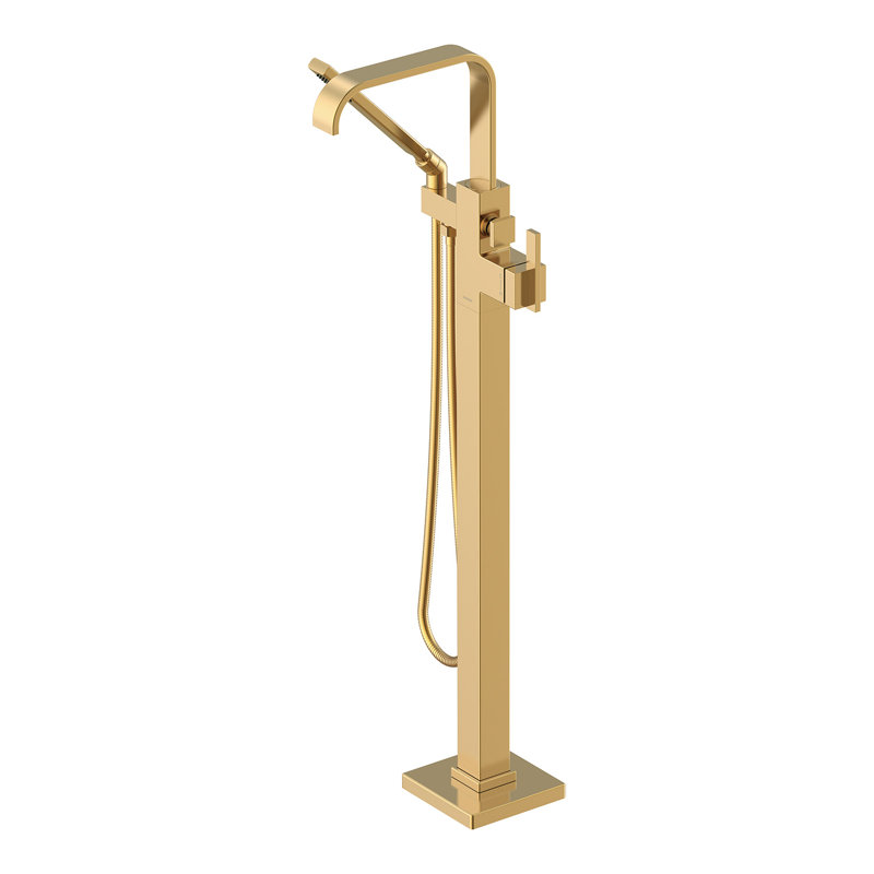 Robinet de baignoire autoportant monocommande à fixation au sol, Bronze brossé