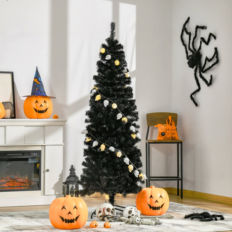 Sapin de Noël artificiel mince avec branches réalistes, 6'