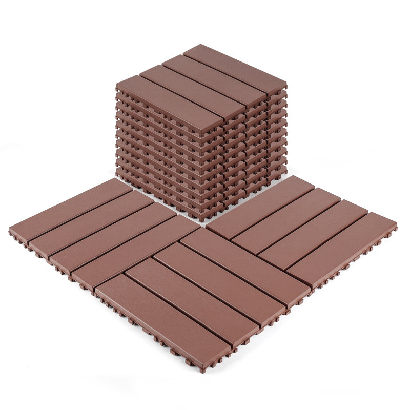 Carreaux de terrasse en plastique emboîtables, Brun