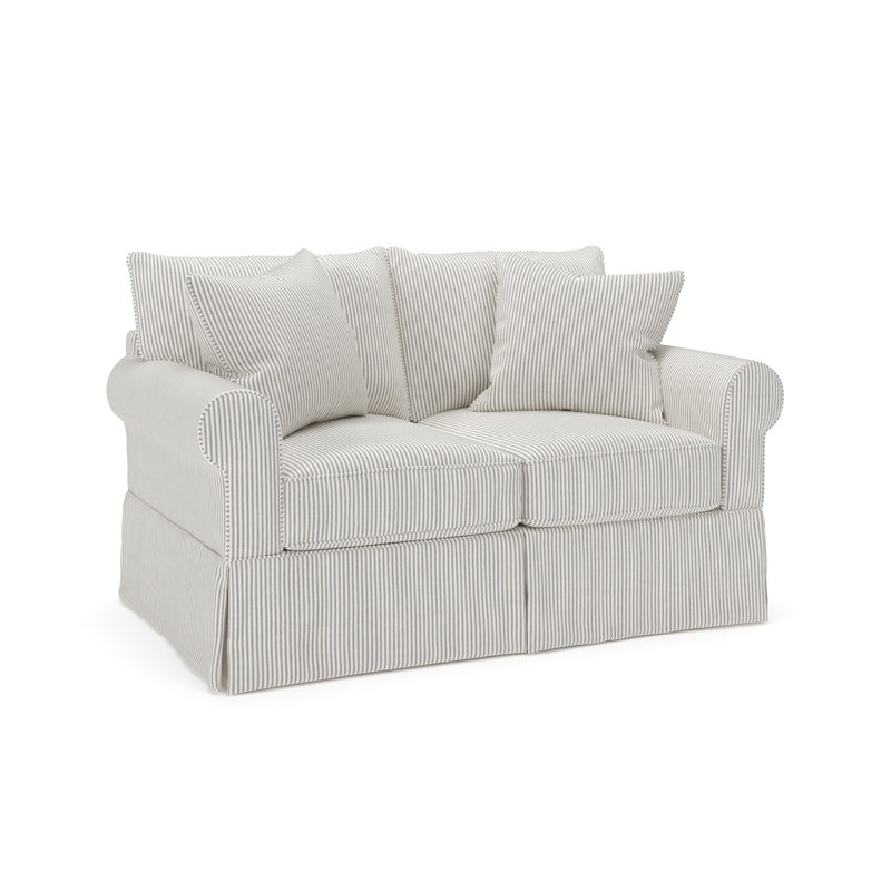 Amari 63" Rolled Arm Slipcovered Loveseat, Cruise Adrift