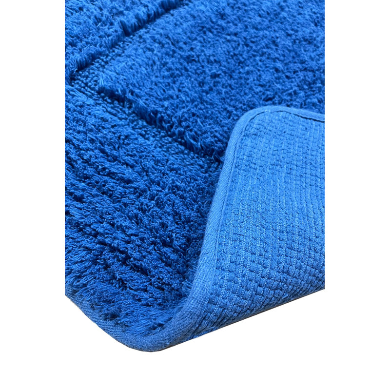 Luxurious Dark Blue Bathmat, 35.4 x 35.4 inches | 100% Cotton, 1.6 lbs/sq ft | Machine Washable, Low Heat Ironing Recommended | Soft & Absorbent, Perfect for Bathroom Comfort and Style