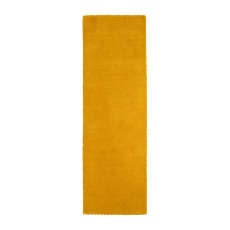Solid Colour Wool Hand Woven Area Rug, Yellow, Runners 80 x 300 cm