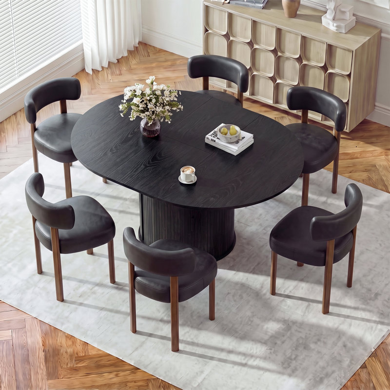 Ensemble de table et de chaises de salle à manger extensibles modernes pour 4 à 6 personnes avec rangement dissimulé, Noir
