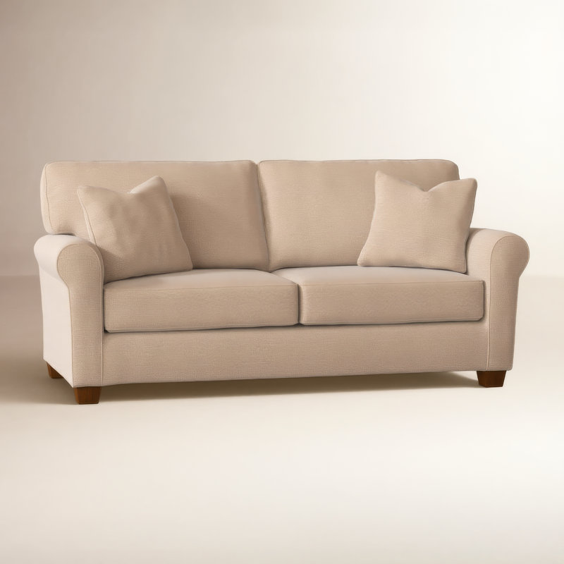 Shannon Upholstered 36'' Sleeper Sofa, Cruise Adrift Woven Stripe, Dark Walnut