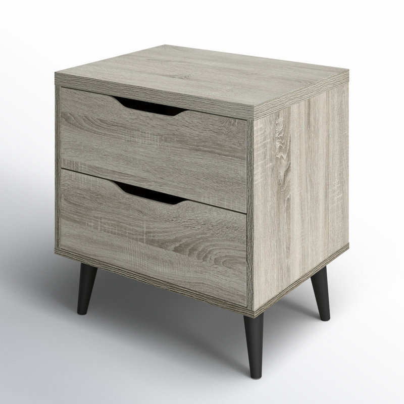 Table de chevet 2 tiroirs Wehr, Gris
