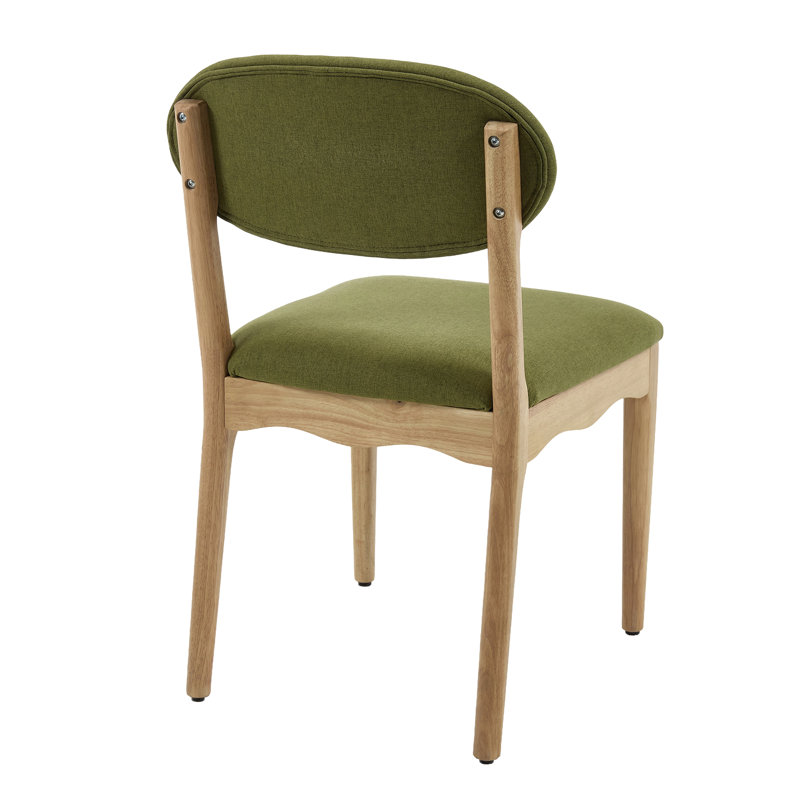 Upholstered Solid Wood Dining Chair With Hollow Back, Farmhouse Side Chair For Kitchen/Dining Room, Light Green
