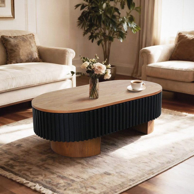 Table basse ovale 43,7 po Dawn, Brun / Noir