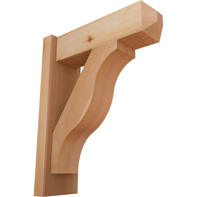 Persienne en bois rustique Funston Craftsman, P 16 po x H 20 po, Cèdre rouge de l'Ouest l 5 1/2 po (lisse)