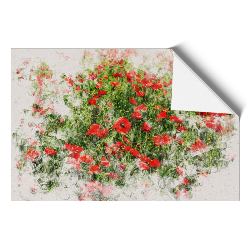 Field of Poppies Watercolour - Frameless Print, 42cm H x 59cm W x 0.1cm D