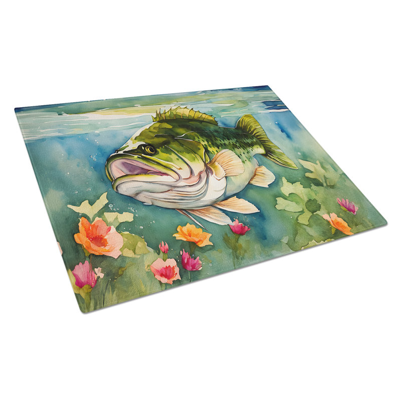 Largemouth Bass Glass Cutting Board Large
