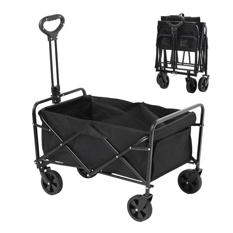 Chariot de plage pliable pliable avec roues tout-terrain, robuste, capacité de 220 lb, pour le camping, le magasinage, le jardin | Idée de cadeau