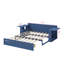 Lit de jour en bois pour grand lit avec tiroirs de rangement intégrés, bureau amovible et table d'appoint hydraulique-297036467-297036471