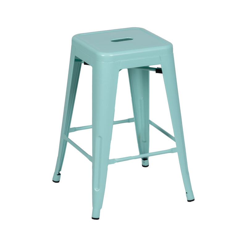 Andreyah Counter Stool with Metal Frame, Teal