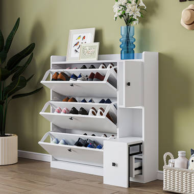 24 Pair Shoe Storage Cabinet Latitude Run Finish: White