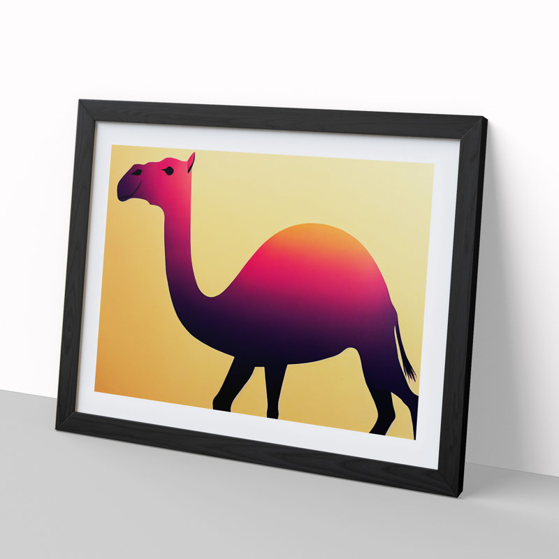 Epic Camel - Single Picture Frame Print, Black, 46cm H x 64cm W