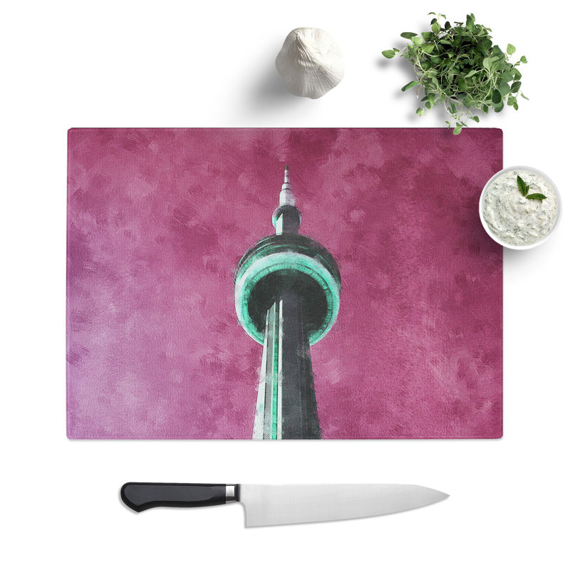 Tempered Glass CN Tower in Toronto Canada Abstract Chopping Board, 28.5 cm x 39 cm