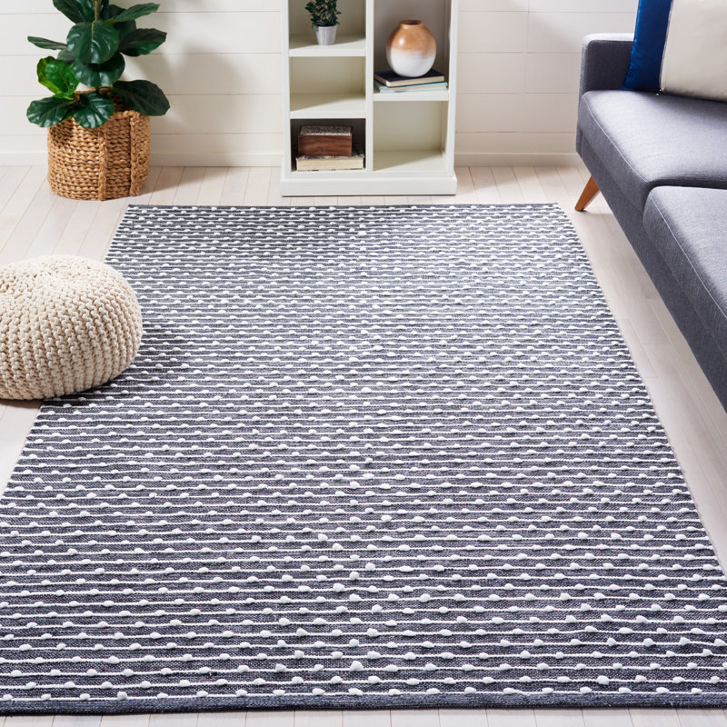Tapis gris / ivoire en coton tissé à plat Montauk, Rectangle 4 pi x 6 pi