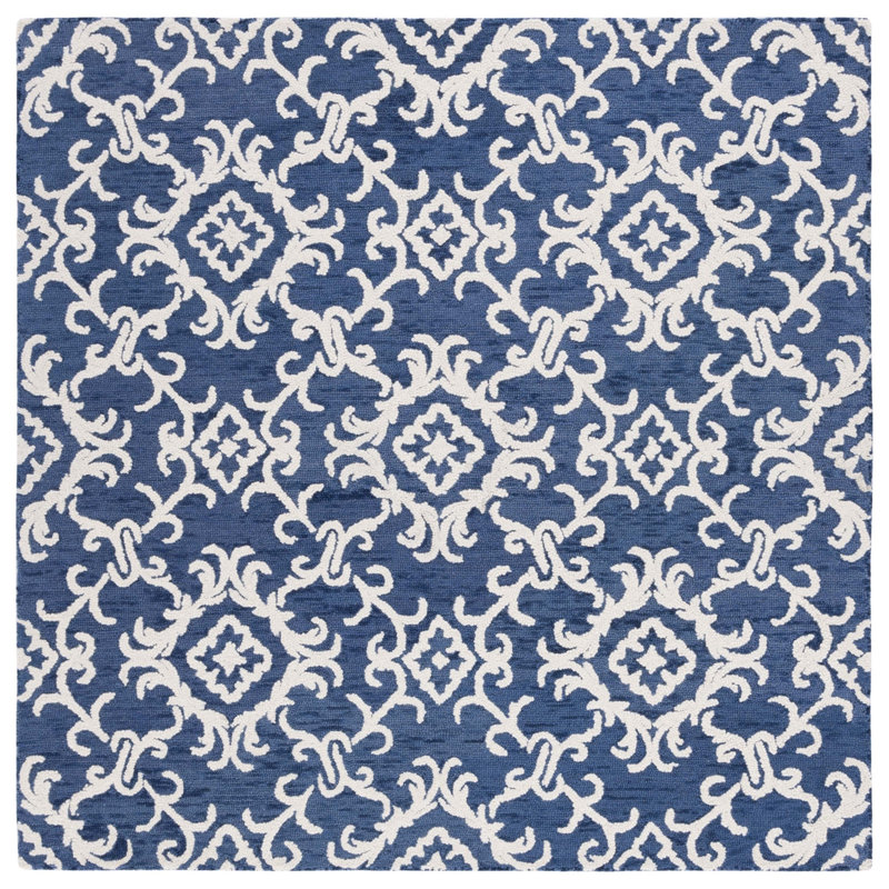 Vicksburg Blossom 104 Area Rug In Navy / Ivory, Square 6'