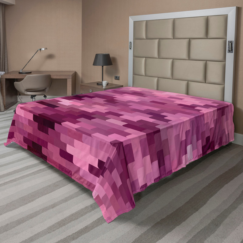 Drap plat moderne de style bohème Ambesonne, Drap plat grand, Fuchsia pâle / motif géométrique rose doux 2