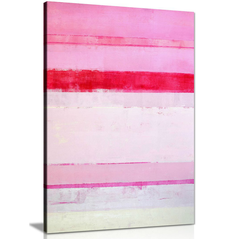 Pink Abstract Stripes - Wrapped Canvas Painting, 76cm H x 51cm W