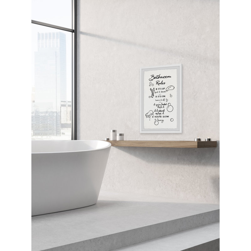 Hurry Bathroom Rules - Single Picture Frame Print, 45cm H x 38cm W x 3.81cm D