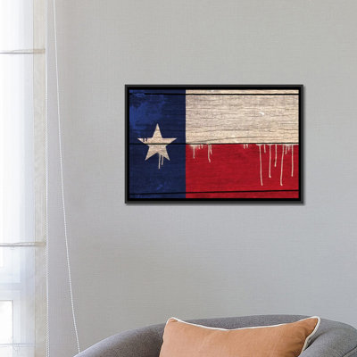 " Texas Paint Drip State Flag On Wood Planks " by ICanvas