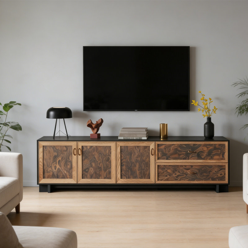 Modern Minimalist Style TV Stand, 20.9"H x 78.7"L x 15.7"W