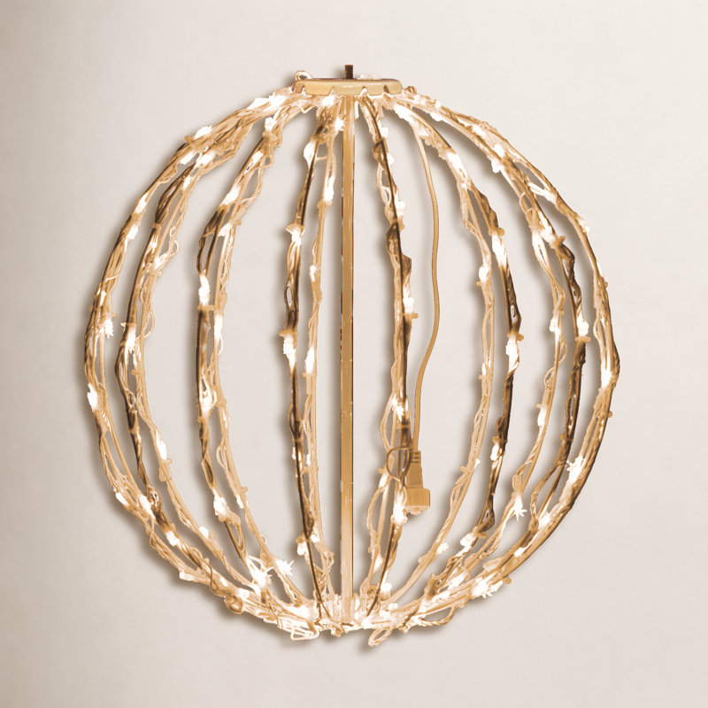 Fold-Flat LED Metal Lighted Outdoor Decoration, 16" H x 16" W x 16" D, Warm White