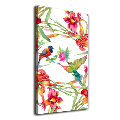 Birds And Flowers - Wrapped Canvas Print