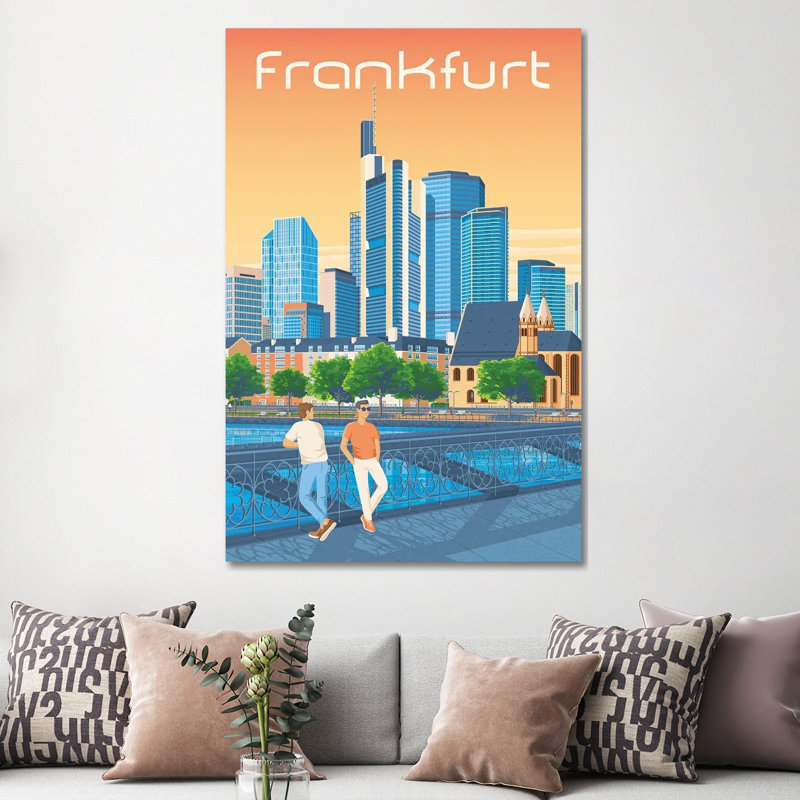 Francfort, Allemagne, voyage, reproduction, reproduction d'art sur toile tendue, 60 po x 40 po, Toile tendue avec châssis